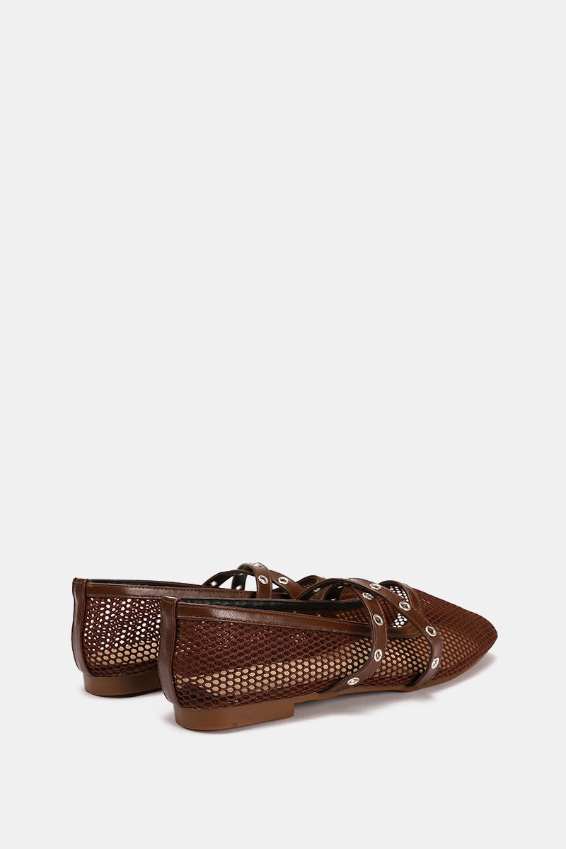 CROSS STRAP BROWN BALLERINA