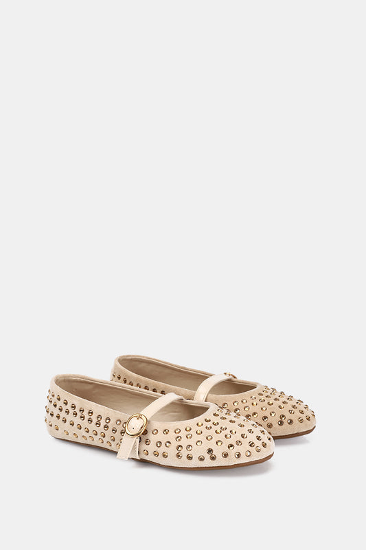 BEIGE JEWELED MARY JANE