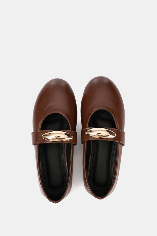 GOLD BUCKLE BROWN MARY JANE