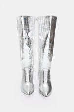 SILVER CROC KNEE-HIGH BOOT