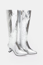 SILVER CROC KNEE-HIGH BOOT
