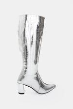 SILVER CROC KNEE-HIGH BOOT
