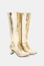 GOLD CROC KNEE-HIGH BOOT