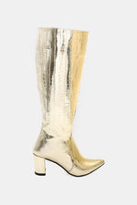 GOLD CROC KNEE-HIGH BOOT