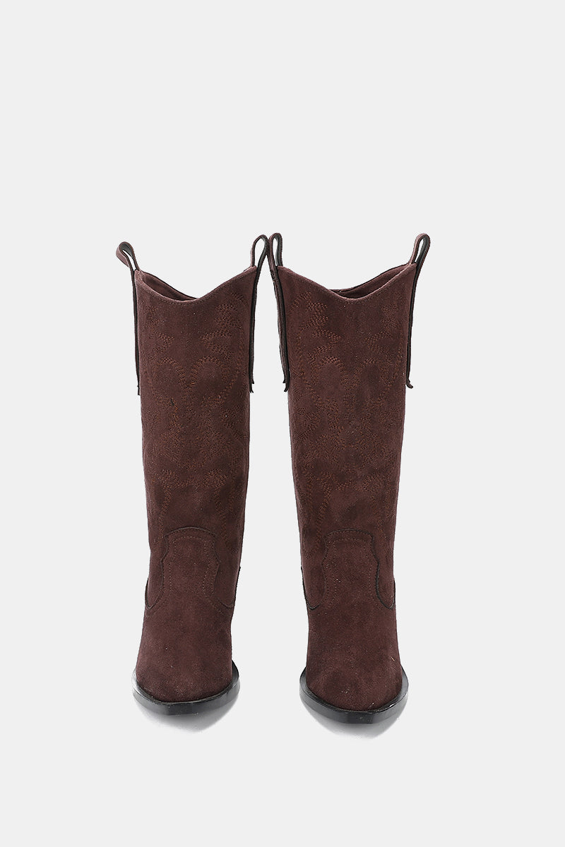 EMBROIDERED BROWN COWBOY BOOTS