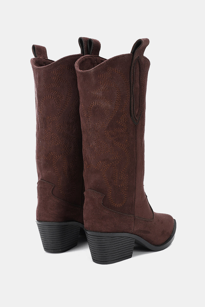 EMBROIDERED BROWN COWBOY BOOTS