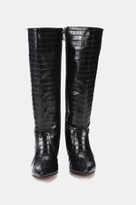 NOIR CROC KNEE-HIGH BOOT