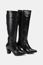 NOIR CROC KNEE-HIGH BOOT
