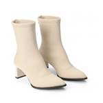Beige Ribbed Ankle Boot - Amza - 37