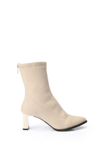 Beige Ribbed Ankle Boot - Amza - 37