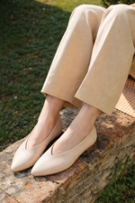 BEIGE FLAT LEATHER BALLET