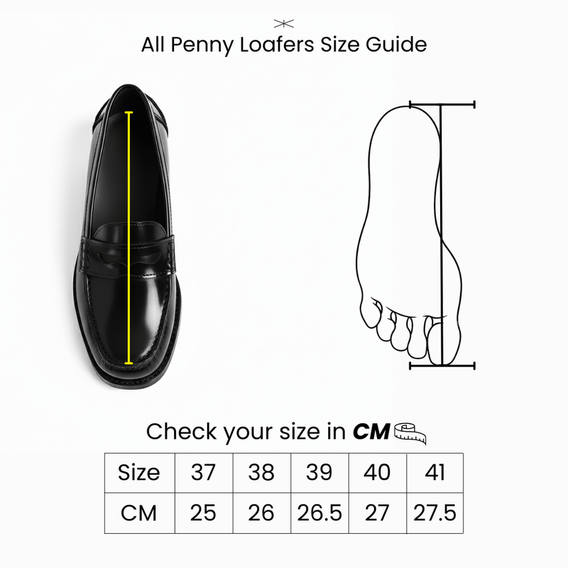 Black Leather Heeled Penny Chain Loafers - Amza - 37