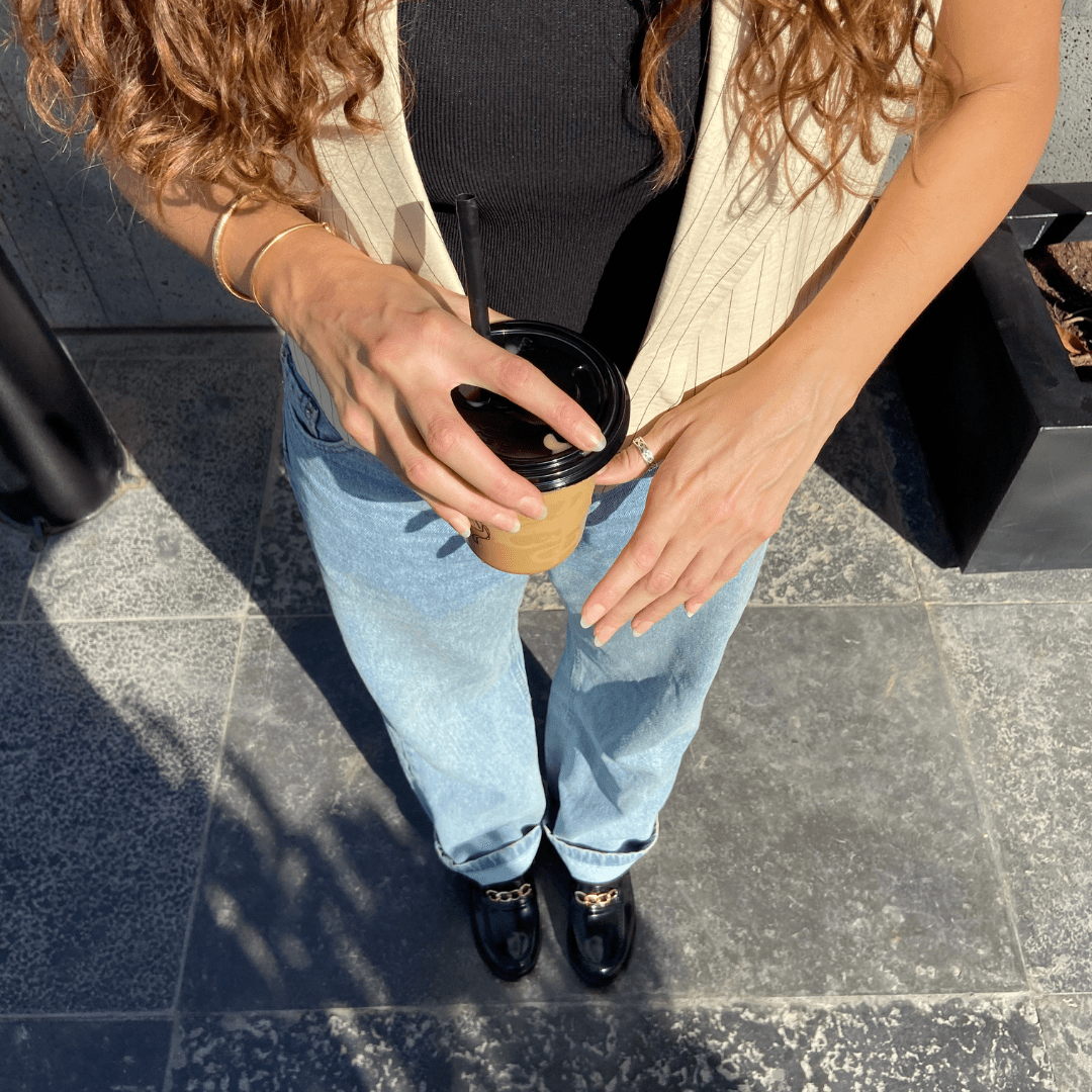 Black Leather Heeled Penny Chain Loafers - Amza - 37