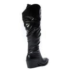Black Leather Knee - High Boots - Amza - 37