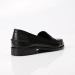 Black Leather Penny Loafers - Amza - 36