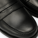 Black Leather Penny Loafers - Amza - 36