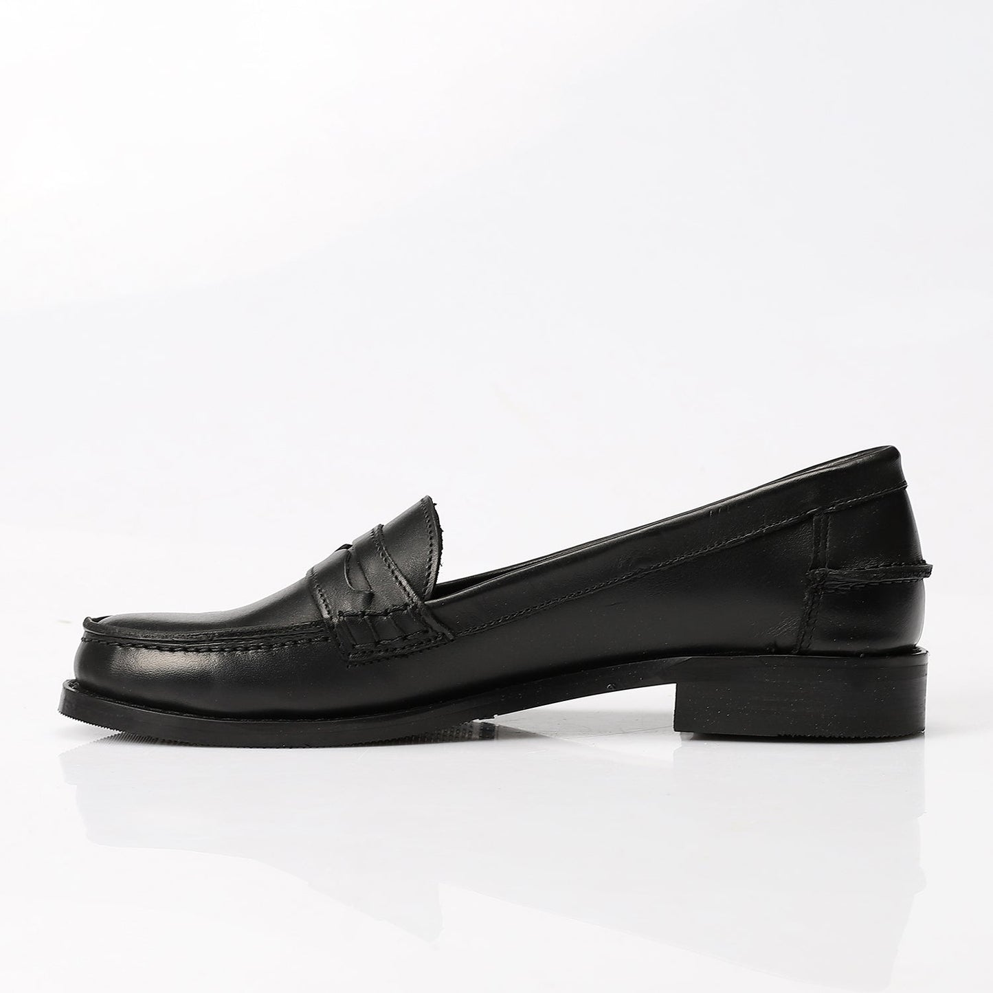 Black Leather Penny Loafers - Amza - 36