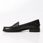 Black Leather Penny Loafers - Amza - 36