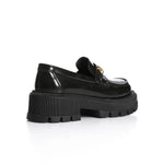 Black Verne Leather Chunky Chain Loafers - Amza - 37