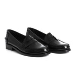 Black Verne Leather Penny Loafers - Amza - 36