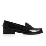 Black Verne Leather Penny Loafers - Amza - 36