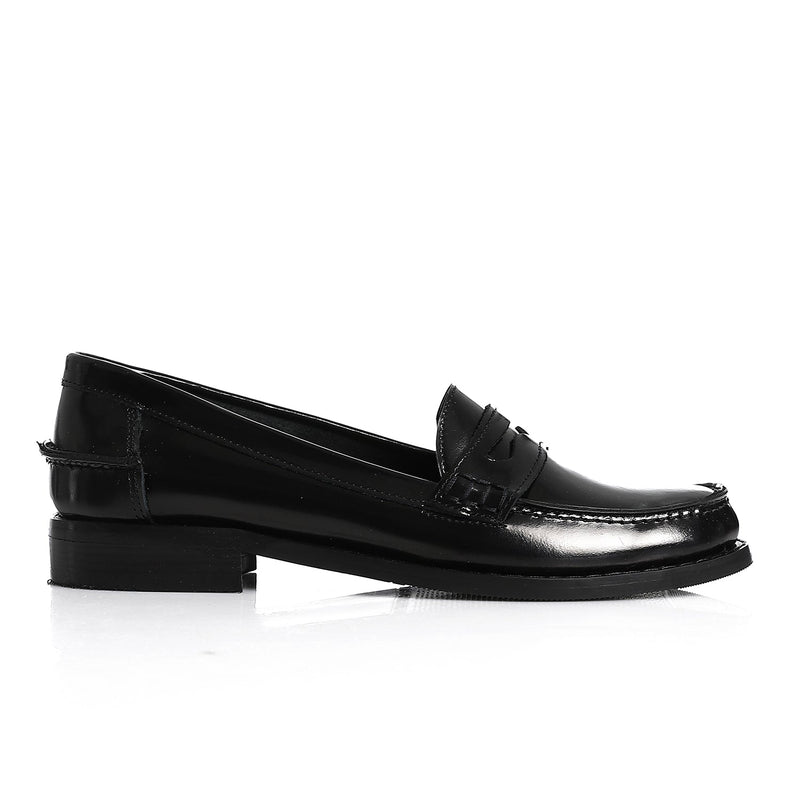 Black Verne Leather Penny Loafers - Amza - 36