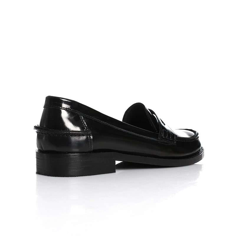 Black Verne Leather Penny Loafers - Amza - 36