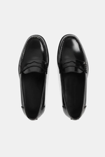 BLACK VERNE LEATHER PENNY LOAFERS