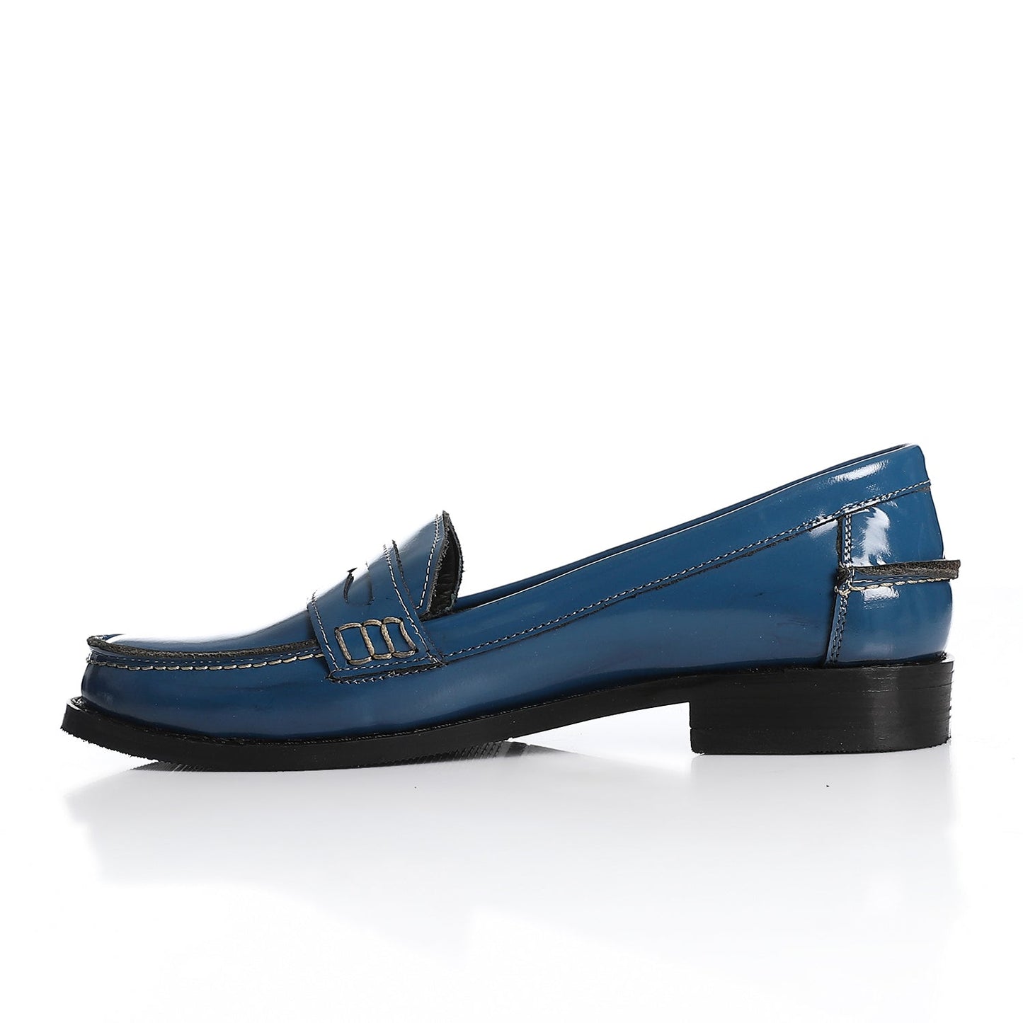 Blue Leather Penny Loafers - Amza - 37