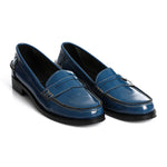 Blue Leather Penny Loafers - Amza - 37