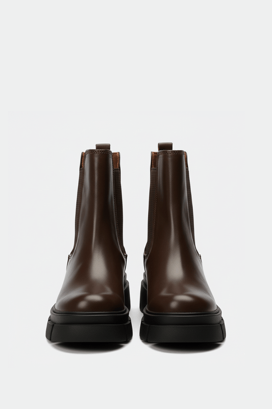 Brown Leather Chelsea Boots - Amza - 37
