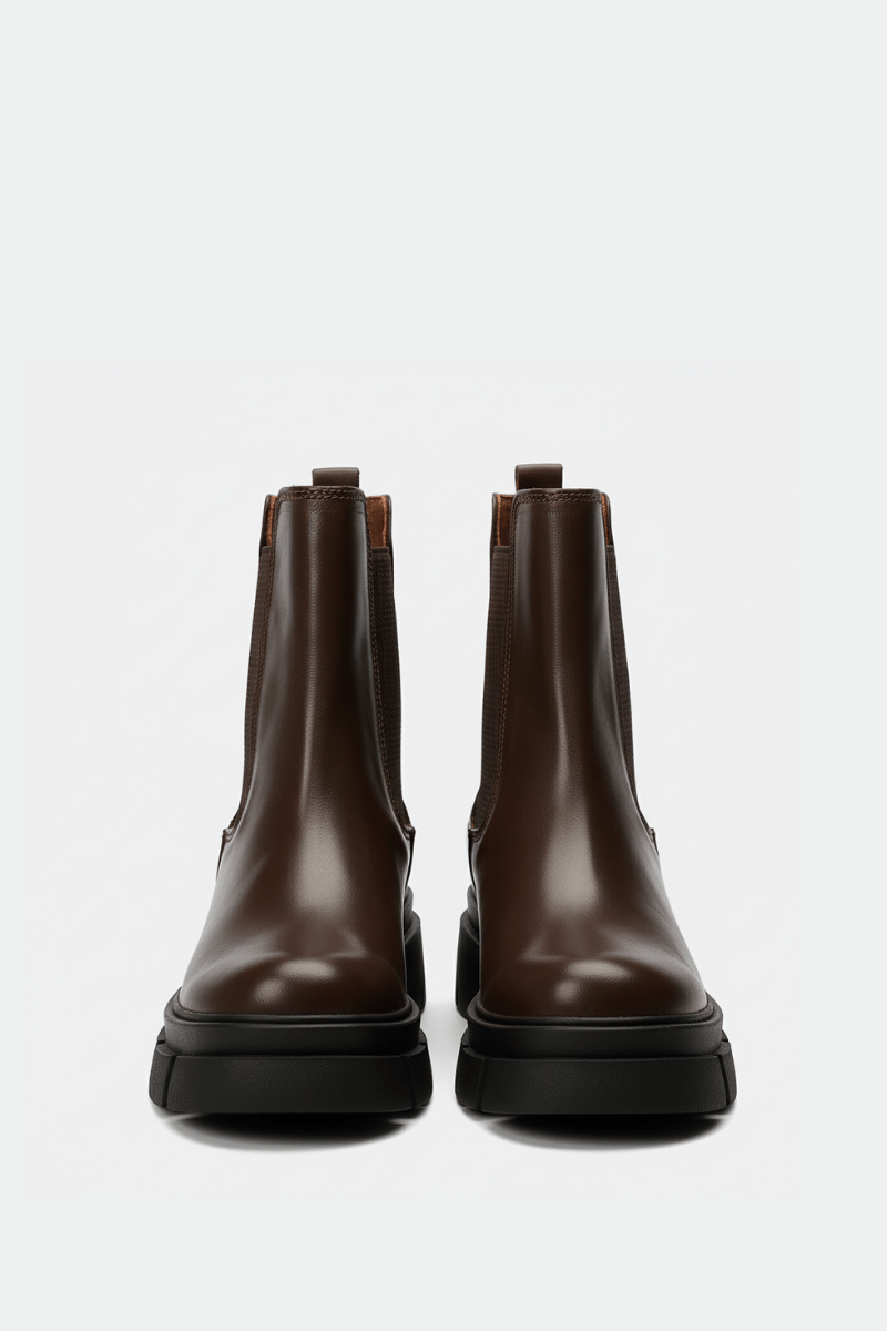 Brown Leather Chelsea Boots - Amza - 37