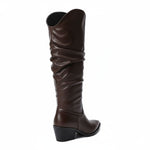 Brown Leather Knee - High Boots - Amza - 37