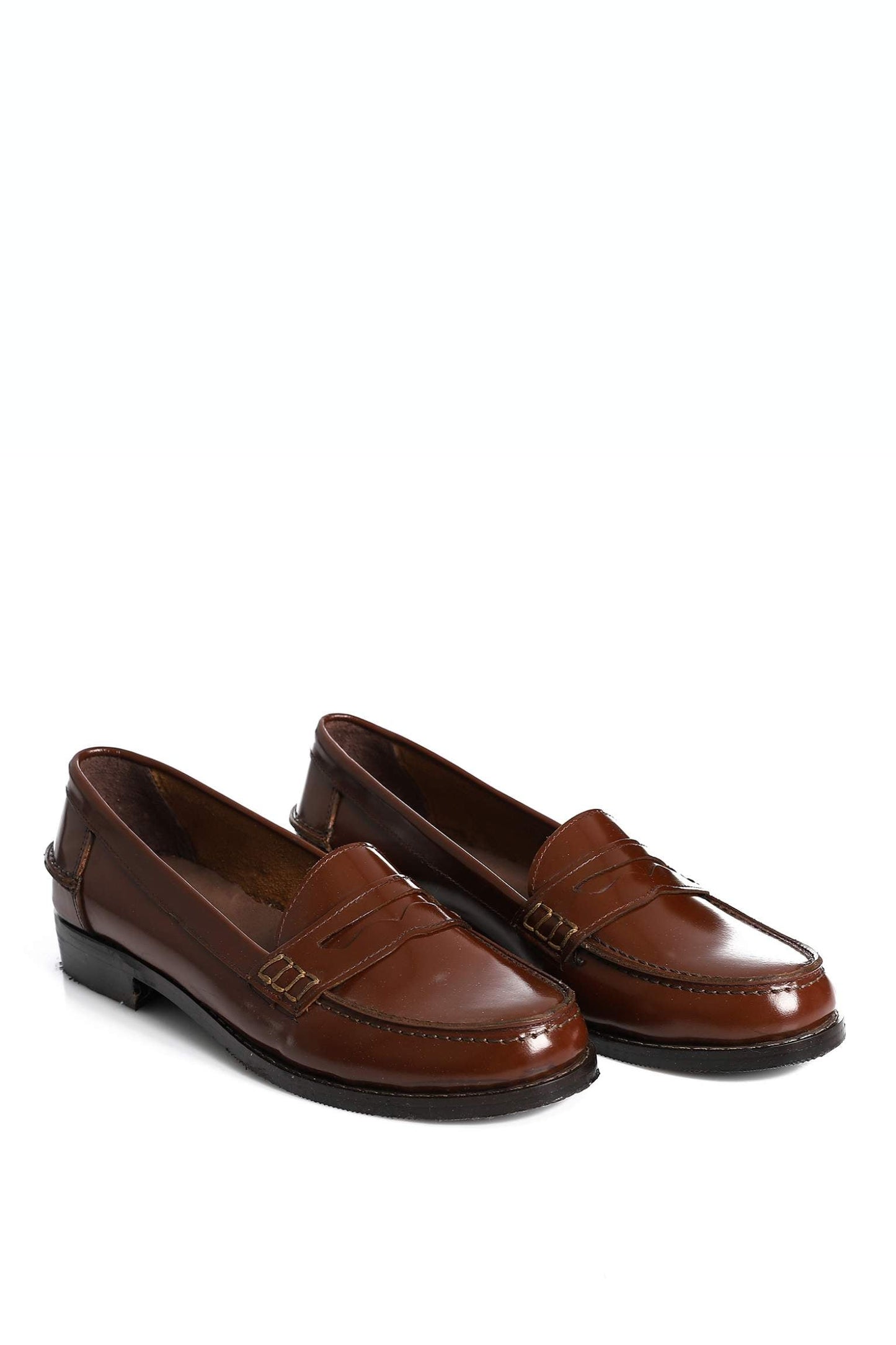 Brown Leather Penny Loafers - Amza - 37
