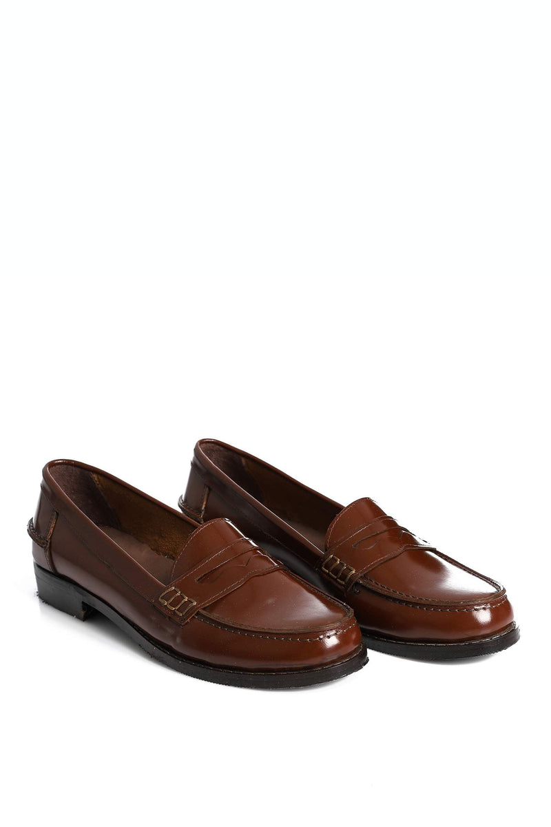 Brown Leather Penny Loafers - Amza - 37
