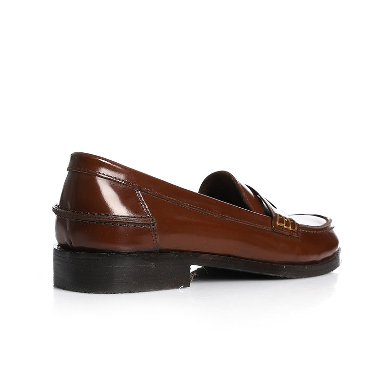 Brown Leather Penny Loafers - Amza - 37