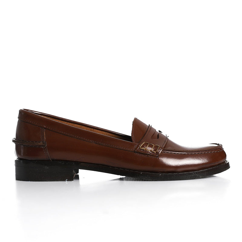 Brown Leather Penny Loafers - Amza - 37