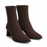 Brown Ribbed Ankle Boot - Amza - 37