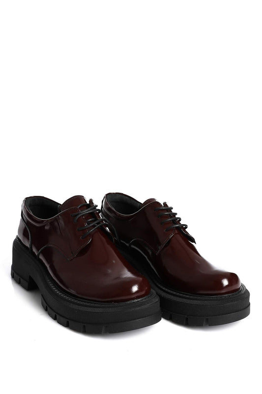 Burgundy Leather Derby Loafers - Amza - 37