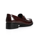 Burgundy Leather Heeled Penny Loafers - Amza - 37