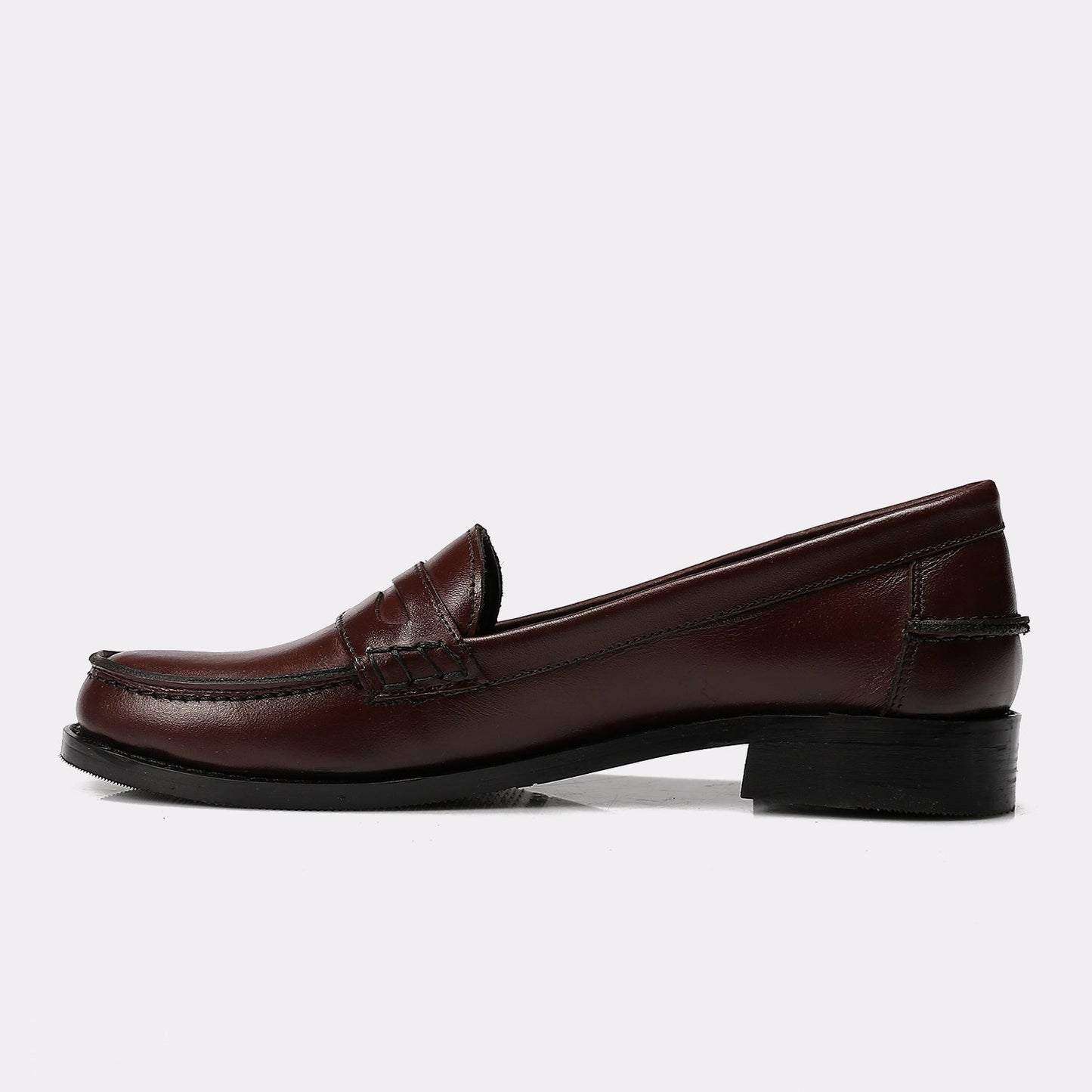 Burgundy Leather Penny Loafers - Amza - 36
