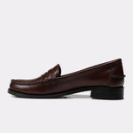 Burgundy Leather Penny Loafers - Amza - 36