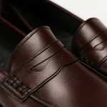 Burgundy Leather Penny Loafers - Amza - 36