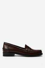 Burgundy Leather Penny Loafers - Amza - 36