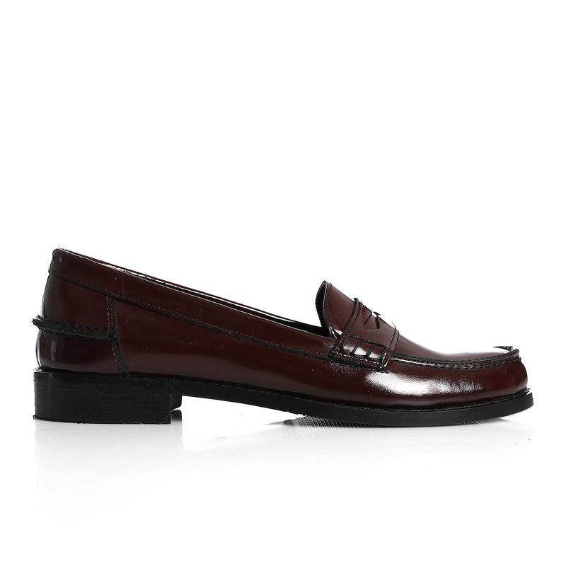 Burgundy Verne Leather Penny Loafers - Amza - 36
