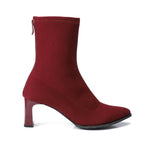 Cherry Red Ribbed Ankle Boot - Amza - 37