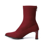 Cherry Red Ribbed Ankle Boot - Amza - 37