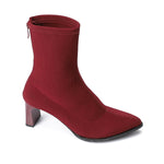 Cherry Red Ribbed Ankle Boot - Amza - 37