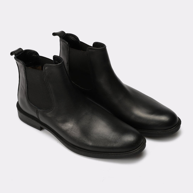 Classic Black Leather Chelsea Boots - Amza - 41