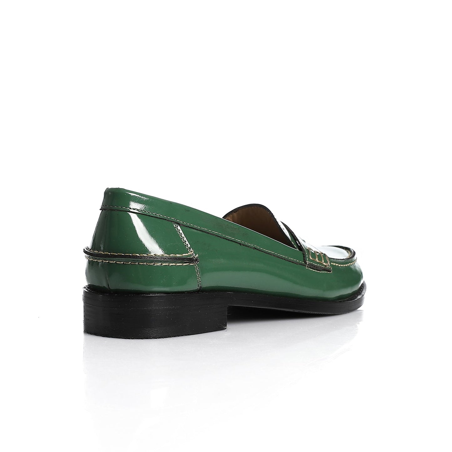 Green Leather Penny Loafers - Amza - 37